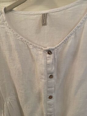 Embellish white linen shabby chic dress LARGE